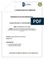 Reporte de Investigación - Organismos de Calidad