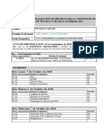 Calendario de Realización de Pruebas para La Obtención de Título de Técnico Y Técnico Superior 2020