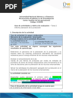 Guía de Actividades y Rúbrica de Evaluación Tarea 2 - Informe Planeación de La Producción