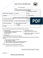 Application Form For PAF MRS Claims: Section A. Information About The Spouse/Applicant