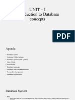 Unit - I Introduction To Database Concepts