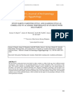 Study Habits, Parenting Style, and Learning Style As Correlates To Academic Performance of Students With Solo Parent