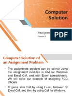 Chapter III - Computer Solution Assignment Problem