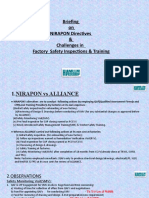 Briefing On NIRAPON Directives & Challenges in Factory Safety Inspections & Training