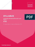 Syllabus: Cambridge International AS and A Level Physics