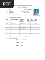 Anna University of Technology Madurai Faculty Data Sheet