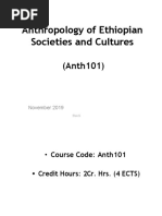 Anthropology of Ethiopian Societies and Cultures: (Anth101)