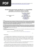 Estudio Del Presupuesto Estudiantil en Universidades Estatales y Privadas de Quito, Ecuador