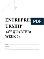 Entreprene Urship: (2 Quarter: Week 6)