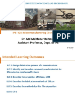 Dr. MD Mahfuzur Rahman Assistant Professor, Dept. of IPE: IPE-425: Micromanufacturing (3 Credit Hours)