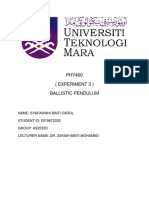 Experiment 3: Ballistic Pendulum