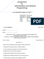 Assignment On System Administration and Network Programming: Topic:Question Paper of UNIT 1