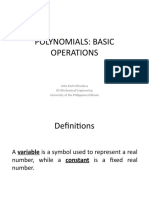 Polynomials: Basic Operations: John Karlo Mendoza BS Mechanical Engineering University of The Philippines Diliman