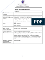 Weekly Learning Activity Sheet: Caraga Administrative Region Division of Agusan Del Norte