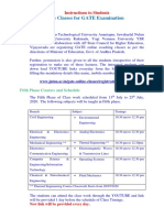 On-Line Classes For GATE Examination: Program