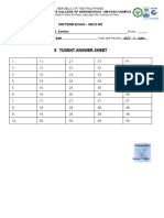 S Tudent Answer Sheet: Midterm Exam - Gec3105