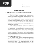 Review Questions: 1. Cite Five (5) Major Issues of Economic Development in The World Today. A. Growing Income Inequality