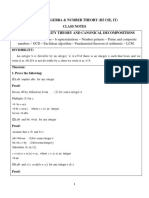 Ma8551-Algebra & Number Theory (Iii Cse, It) Class Notes Unit-Iii Divisibility Theory and Canonical Decompositions