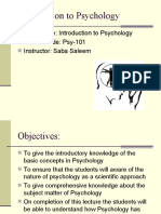 Course Title: Introduction To Psychology Course Code: Psy-101 Instructor: Saba Saleem