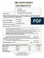 Leave Request Form: 14/12/2020 Felipe Deronsi 22 Gabador MT Wellington X