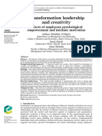 Transformation Leadership and Creativity Effects of Employees Pyschological Empowerment and Intrinsic Motivation