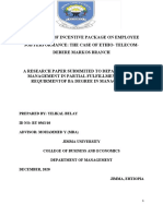 Assessment of Incentive Package On Employee Job Performance: The Case of Ethio-Telecom - Debere Markos Branch