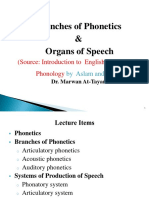 1 Branches of Phonetics and Organs of Speech 2021