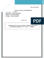 TP Asservissement MODELISATION ANALOGIQUE ET SIMULATION DES 