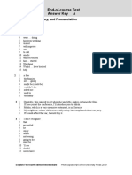 End-Of-Course Test Answer Key A: Grammar, Vocabulary, and Pronunciation