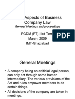 Legal Aspects of Business Company Law: PGDM (PT) - Iiird Term March, 2009 Imt-Ghaziabad