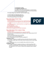 Test Plan Entry and Exit Criteria of Integration Testing