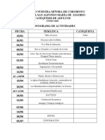 Catequesis Adultos 2020 Cronograma Tentativo