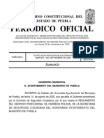 Reglamento Del Servicio Profesional de Carrera Policial de La Secretaría de Seguridad Ciudadana Del H. Ayuntamiento Del Municipio de Puebla.