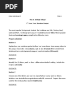 The St. Michael School 3 Form Food Nutrition Project: Due Date