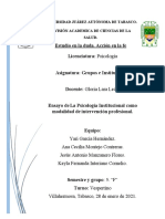 Ensayo La Psicología Institucional Como Modalidad de Intervención Profesional.