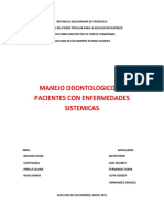 Manejo Odontologico en Pacientes Con Enfermedades Sistemicas