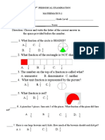 Direction: Choose and Write The Letter of The Correct Answer in The Space Provided Before The Number. - 1. What Fraction of The Circle Is SHADED?