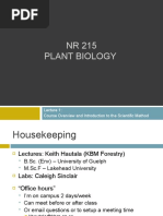 NR 215 Plant Biology: Course Overview and Introduction To The Scientific Method