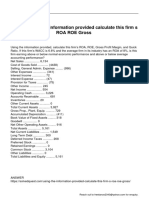 Using The Information Provided Calculate This Firm S Roa Roe Gross