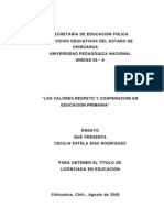 Los Valores Respeto y Cooperación en La Educacion Primaria