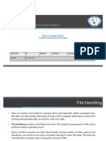 File Handling: Course Code: CSC1102 &1103 Course Title: Introduction To Programming