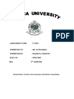 Assignment Topic: T-Test: Department of Education Hazara University Mansehra