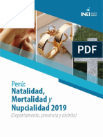 Perú: Natalidad, Mortalidad y Nupcialidad, 2019