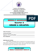 WEEKLY ASSESSMENT - Grade 4 Q2 A