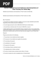 Selected Account Balances and Transactions of Titan Foundry Inc Follow May