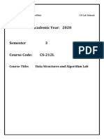 Academic Year: 2020: Course Title: Data Structures and Algorithm Lab