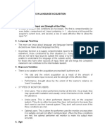 Causative Variables in Language Acquisition