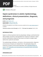 Sepsis Syndromes in Adults - Epidemiology, Definitions, Clinical Presentation, Diagnosis, and Prognosis - UpToDate