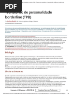 Transtorno de Personalidade Borderline (TPB) - Transtornos Psiquiátricos - Manuais MSD Edição para Profissionais