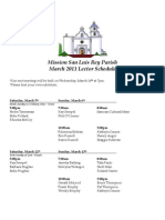 Lectors Ministry Schedule For March 2011